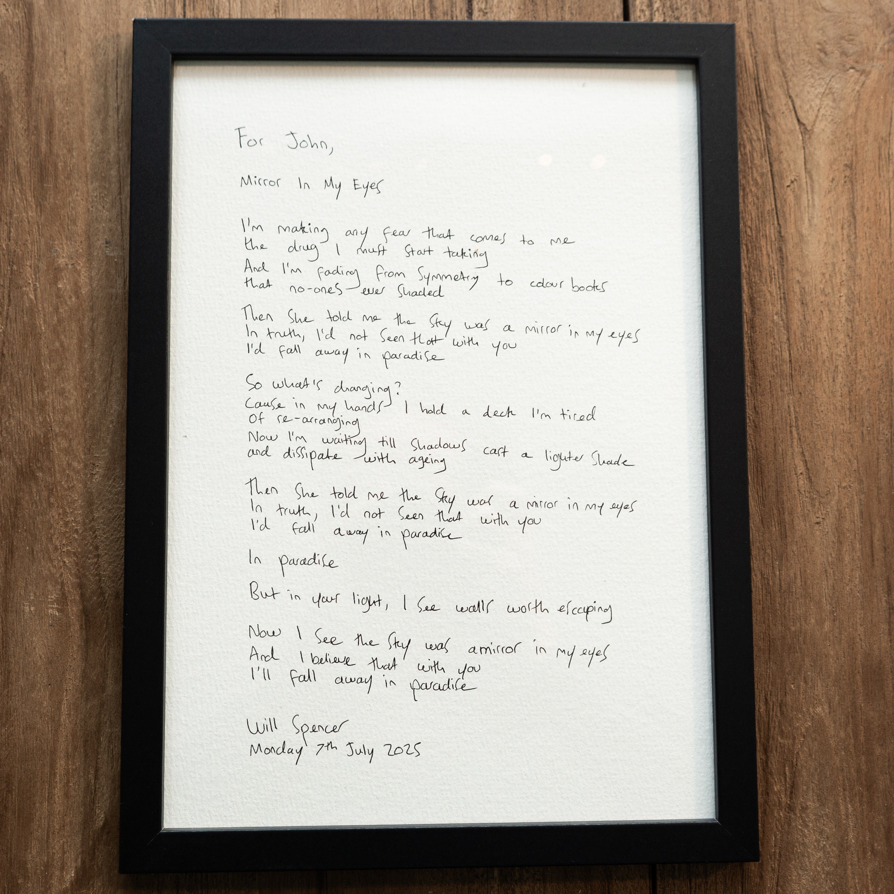 Handwritten Lyrics Sheet (Limited Run) – willspencerstore