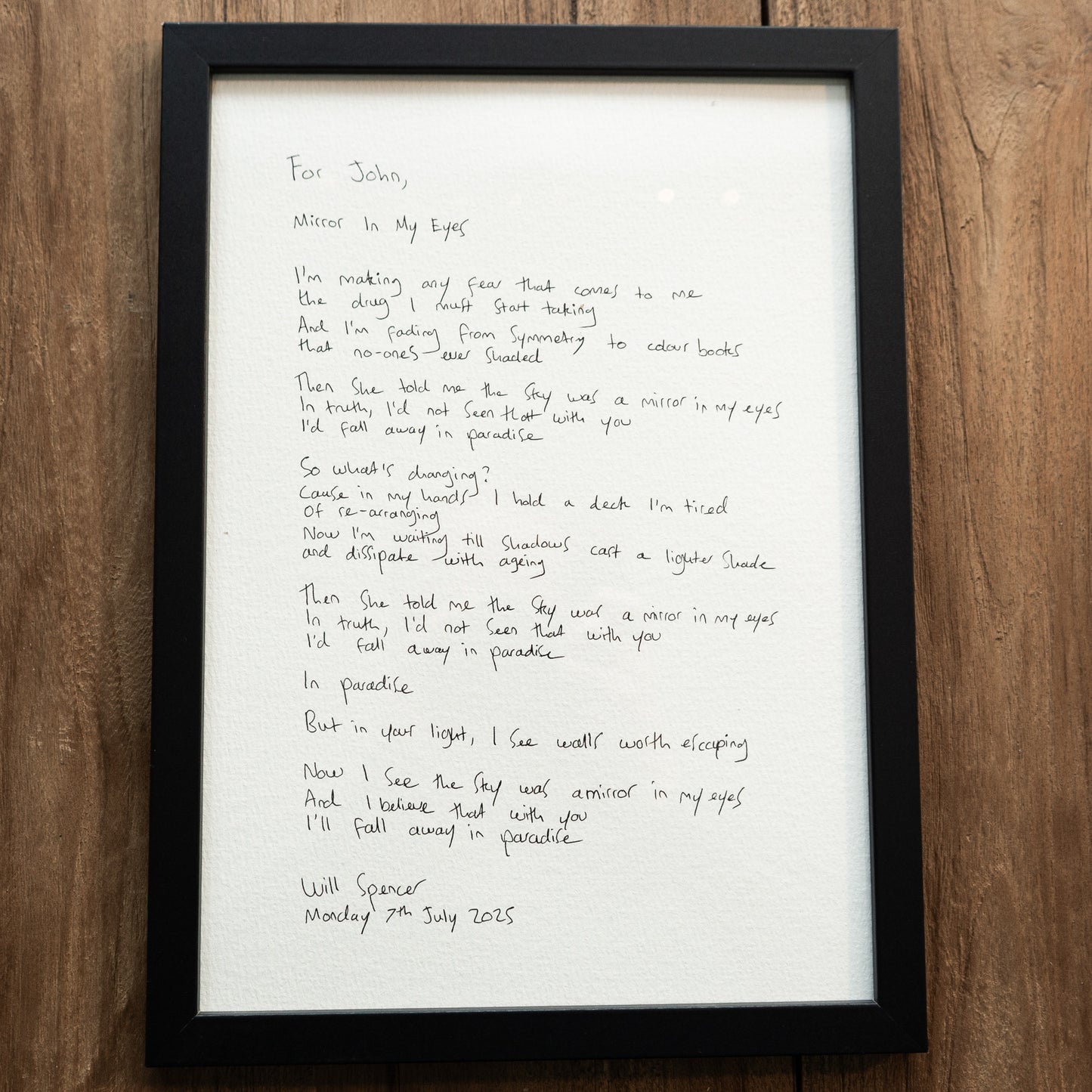 Handwritten Lyrics Sheet (Limited Run)